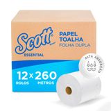 Papel Toalha Rolo Scott® Essential 260m Folha Dupla - Caixa Com 12 Unidades