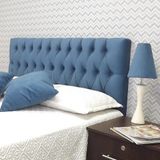 Cabeceira Capitone Vintage KING Suede Liso Azul 195 x 60