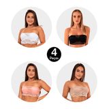 Kit 4 Sutiã Imi Lingerie Em Renda Sem Alça Bustiê