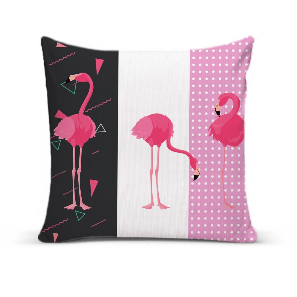Almofada Para Sofá Sala Cheia 40x40 Preto E Rosa Flamingos