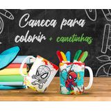 Kit Caneca Para Colorir Homem Aranha 2.0