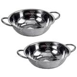 Kit 2 Escorredor Inox Arroz Macarrão Peneira De Cozinha 25cm