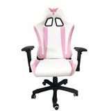 Cadeira Gamer Raven X-10, Branca E Rosa, Com Almofadas, Reclinável, Descanso De Braço 4d, Estrutura Em Metal