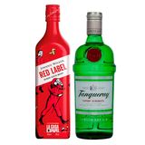 Kit Whisky Escocês Johnnie Walker Red Label La Casa de Papel 750 ml + Gin Tanqueray Clássico 750 ml