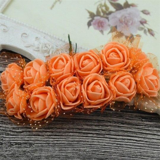 12 Buquês Mini Rosas Rosinhas Flores Artificiais Eva Laranja - Carrefour