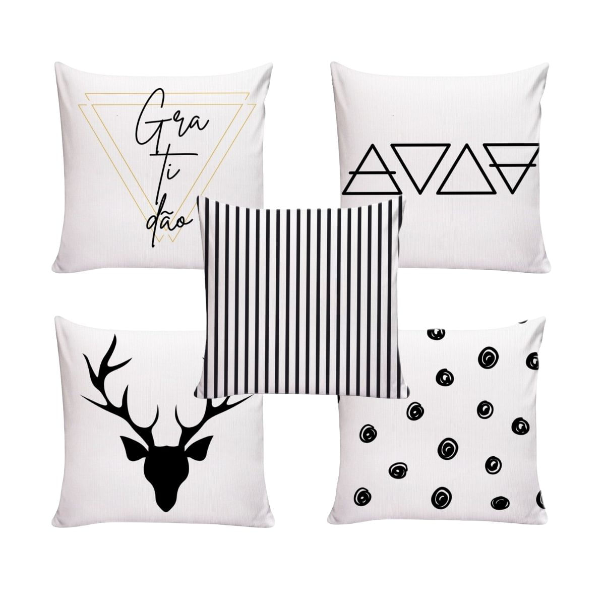 Kit 5 Almofadas Decorativas Para Sofá Cheias 40x40 Gratidão