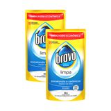 Kit 2 Limpa-pisos Bravo Porcelanato E Cerâmica Com Brilho Incolor 400ml