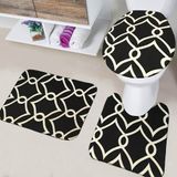 Kit Com 3 Tapetes De Banheiro Arabic Preto
