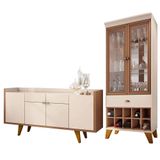 Conjunto Sala De Jantar Cristaleira Ópera E Buffet Melodia Off White/nature