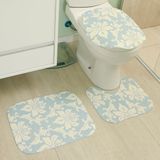Kit Com 3 Tapetes De Banheiro Mandala Azul Claro