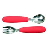 Conjunto Talheres Infantis Em Silicone Vermelho Moda Do Chef