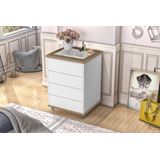 Mesa  Decor Moderno Mdf 4 Gavetas Branco Com Detalhes Amendoa Corrediça Telescopica