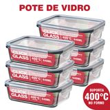 Kit Premium Click Glass Com 6 Potes De Vidro 100% Herméticos