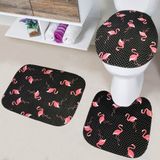 Kit Com 3 Tapetes De Banheiro Flamingo Preto