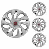 Jogo Calota Aro 14 Ds4 Silver Elitte Prata + Emblema Resinado Fiat (palio Uno Punto Linea Strada Idea Siena Fiorino Doblo Mobi Argo)