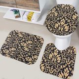 Kit Com 3 Tapetes De Banheiro Arabesco Dourado
