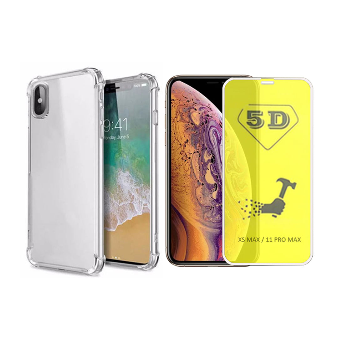 Kit Capinha Antichoque + Película Gel 5d Para Iphone Xs Max