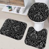 Kit Com 3 Tapetes De Banheiro Arabesco Preto
