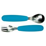 Conjunto Talheres Infantis Em Silicone Azul Moda Do Chef