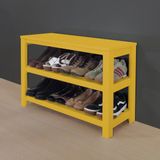 Sapateira Banco de Piso para Closets e Quartos 8 Pares Sapatos Amarelo Laca