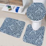 Kit Com 3 Tapetes De Banheiro Arabesco Azul