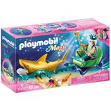 Playmobil Sereia Rei Do Mar Com Carruagem De Tubarão, Colorido (70097)