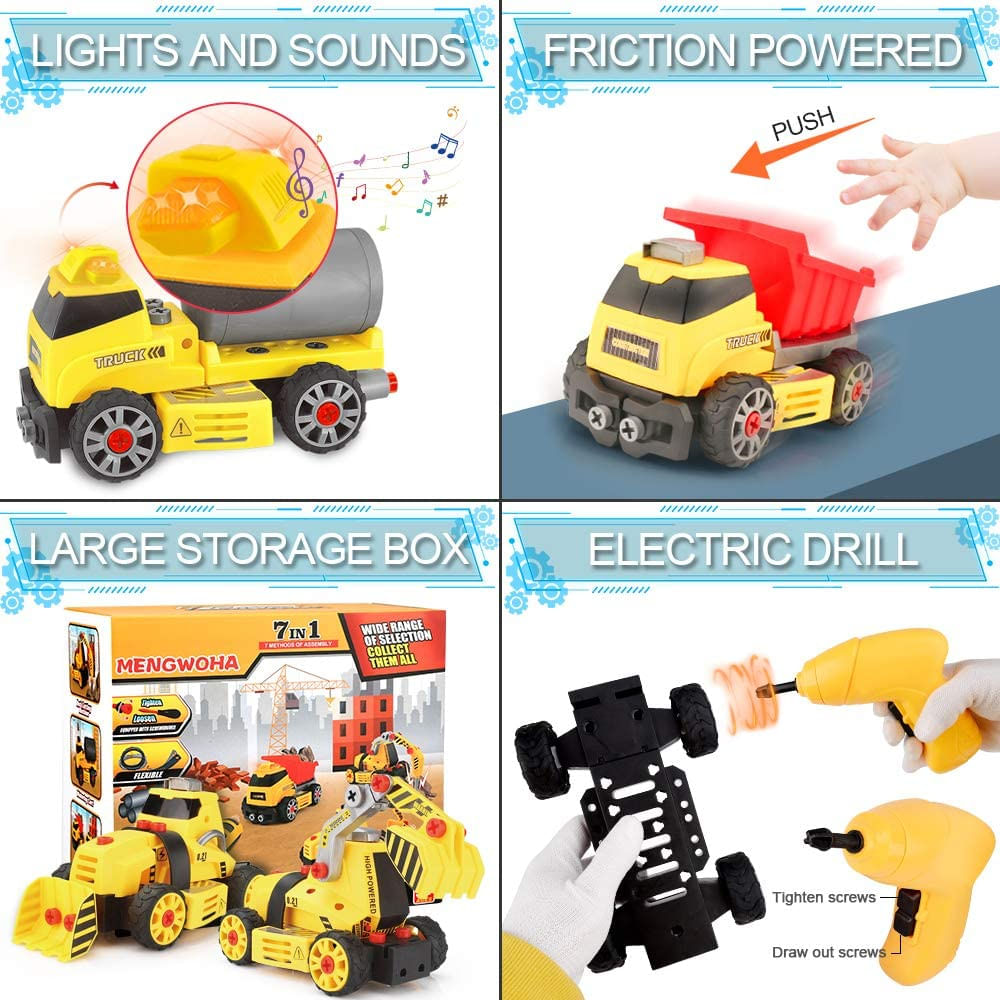 Brinquedos do carro do caminhão do brinquedo para crianças, 7 em 1