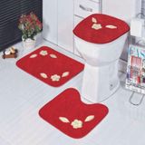 Kit 3 Peças Tapete Banheiro Margarida Vermelho Guga Tapetes