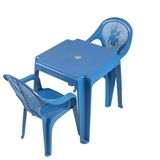 Mesa Infantil  Ursinho Com 2  Cadeira Plastica Azul