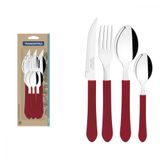 Conjunto Talheres 12 Pcs Leme Vermelho Tramontina Aço Inox