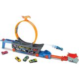 Hot Wheels Transporter Truck Mobile Play Set Large Loop Collapsible Launcher Room Para 18 Die-cast 1:16 Veículos Com 3 Anos Ou Mais