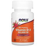 Vitamina D-3, 50.000 Ui, 50 Cápsulas Softgel, Now