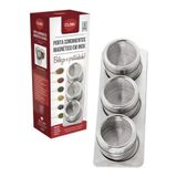 Porta Temperos Condimento 3 Potes Inox Imã Geladeira Oferta