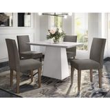 Mesa de Jantar 1,20m com 4 Cadeiras Off White e Castanho VL01