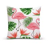 Almofada Para Sofá Sala Cheia 40x40 Flamingos Plantas