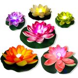 Led Flutuante Piscina Luz Impermeável, 6pcs Multicolor Pond Light Battery Alimentado Lily Falso Flor, Lâmpada Noite De Flor Artificial, Flores Flutua