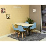 Conjunto De Mesa Dobrável Retrátil 120 X 75 Branca + 4 Cadeiras Eiffel - Azul Claro