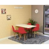 Conjunto De Mesa Dobrável Retrátil 120 X 75 Branca + 4 Cadeiras Botonê - Vermelha