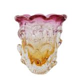 Vaso De Murano São Marcos - Cristal Rosa E Âmbar 20cm