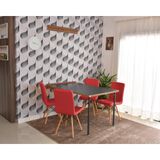 Conjunto De Mesa Dobrável Retrátil 1,40 Preto/noronha + 4 Cadeiras Gomos - Vermelha