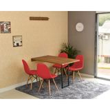 Conjunto De Mesa Dobrável Retrátil 120 X 75 Noronha + 4 Cadeiras Botonê - Vermelha