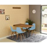 Conjunto De Mesa Dobrável Retrátil 120 X 75 Noronha + 4 Cadeiras Eiffel - Azul Claro