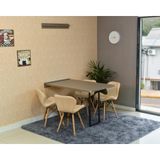 Conjunto De Mesa Dobrável Retrátil 120 X 75 Volpi + 4 Cadeiras Slim - Nude