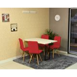 Conjunto De Mesa Dobrável Retrátil 120 X 75 Branca + 4 Cadeiras Gomos - Vermelha