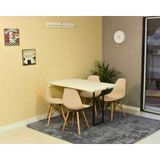 Conjunto De Mesa Dobrável Retrátil 120 X 75 Branca + 4 Cadeiras Eiffel - Nude