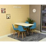 Conjunto De Mesa Dobrável Retrátil 120 X 75 Branca + 4 Cadeiras Eiffel - Turquesa