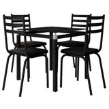 Mesa 4 Cadeiras Malva Tampo Vidro 75cm Preto