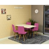 Conjunto De Mesa Dobrável Retrátil 120 X 75 Branca + 4 Cadeiras Gomos - Rosa