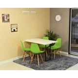 Conjunto De Mesa Dobrável Retrátil 120 X 75 Branca + 4 Cadeiras Eiffel - Verde