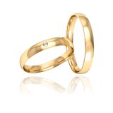 Par De Alianças De Casamento 3mm Ouro 18k Com Diamante-lyon